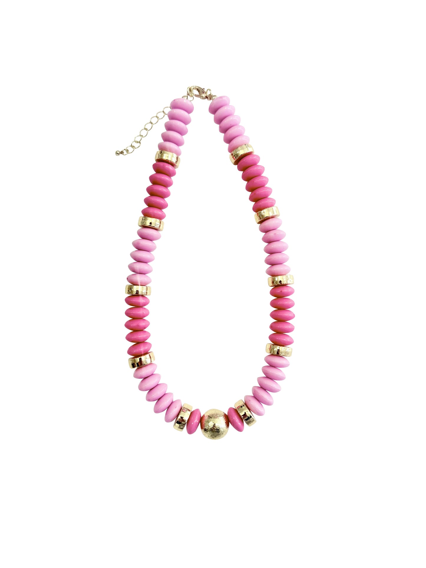 Tobie Beaded Disc Necklace- Pink