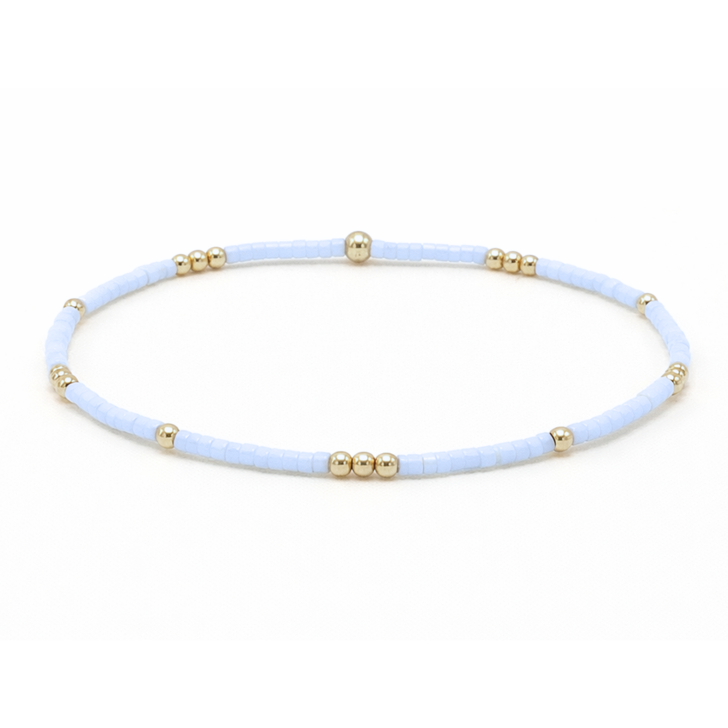 2mm Newport Blue Gray + Gold Filled Waterproof Bracelet - 6.5"
