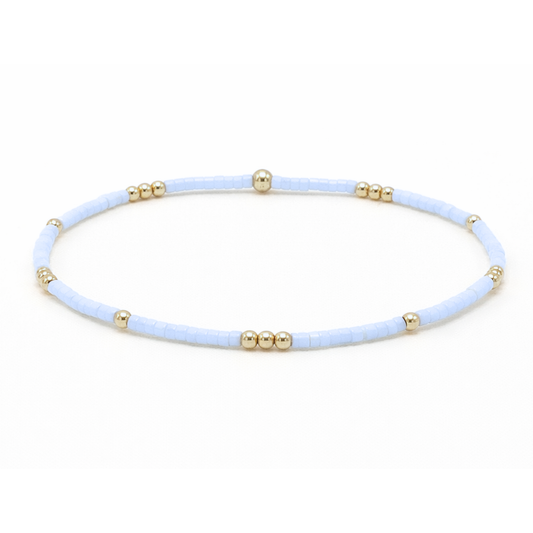 2mm Newport Blue Gray + Gold Filled Waterproof Bracelet - 6.5"