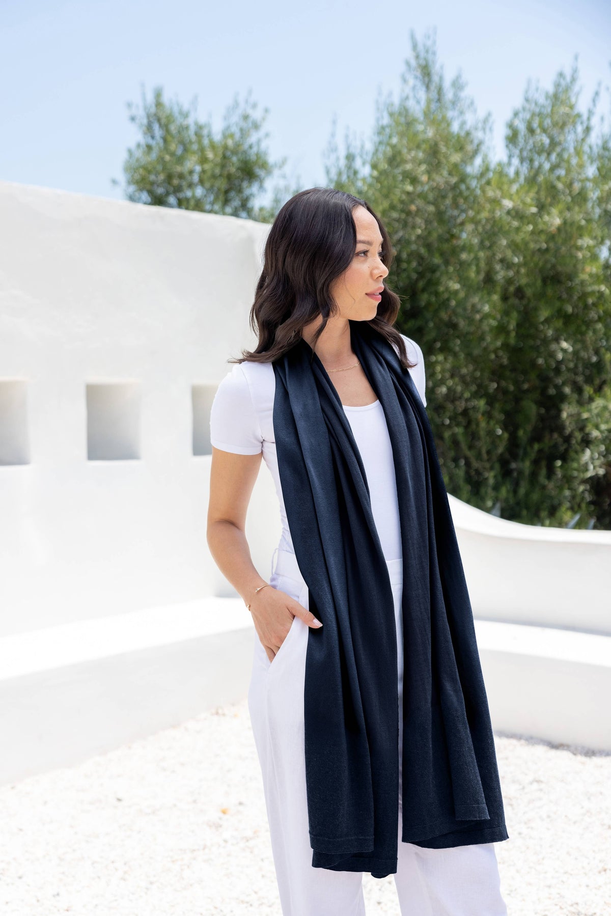 Dreamsoft Organic Cotton Travel Scarf - Oxford Blue