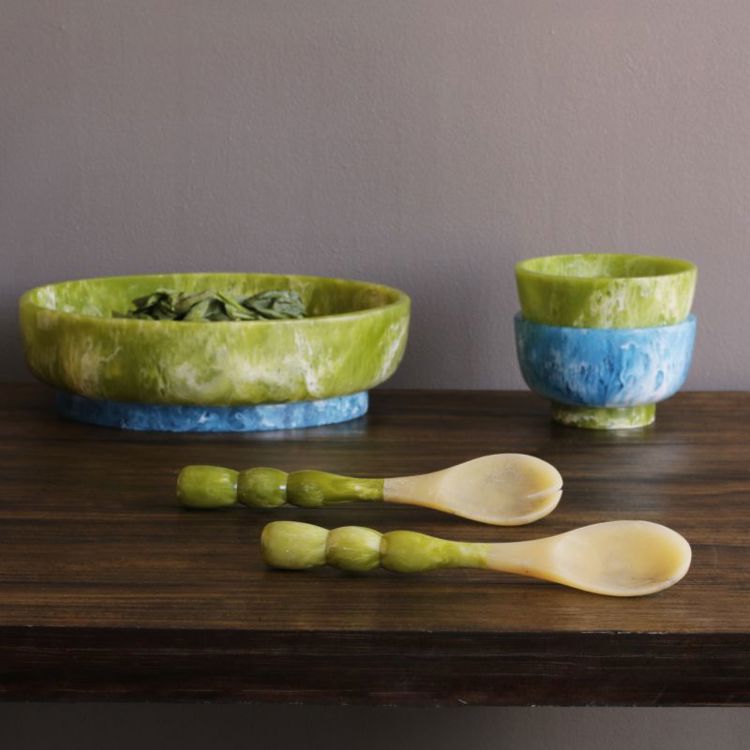 Resin Rio Bubble Salad Servers - Green