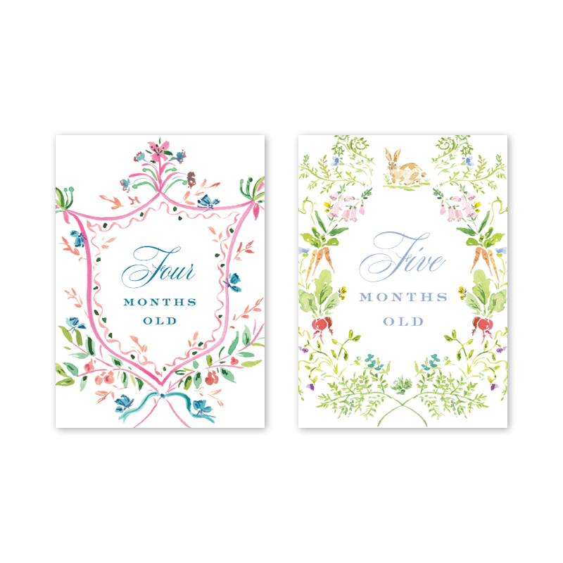 Floral Crest Milestone Cards - Set/15