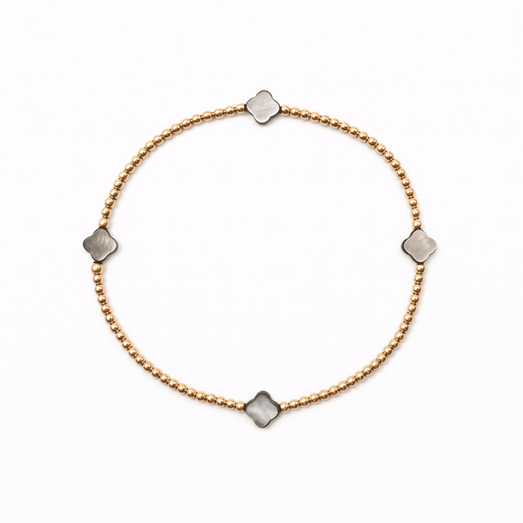 The Lucky Clover Bracelet in Black Mother of Pearl: 6.5 inches