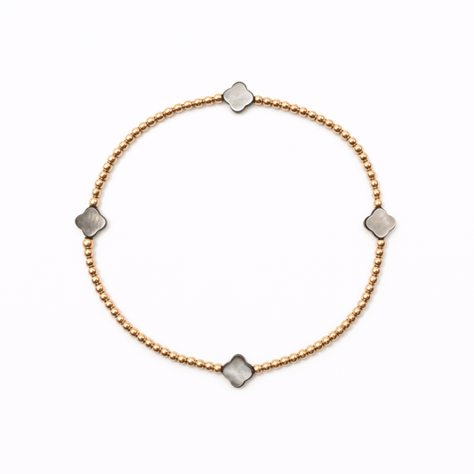 The Lucky Clover Bracelet in Black Mother of Pearl: 6.5 inches