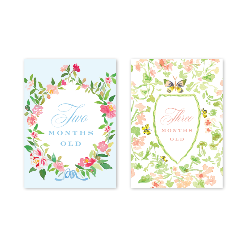 Floral Crest Milestone Cards - Set/15