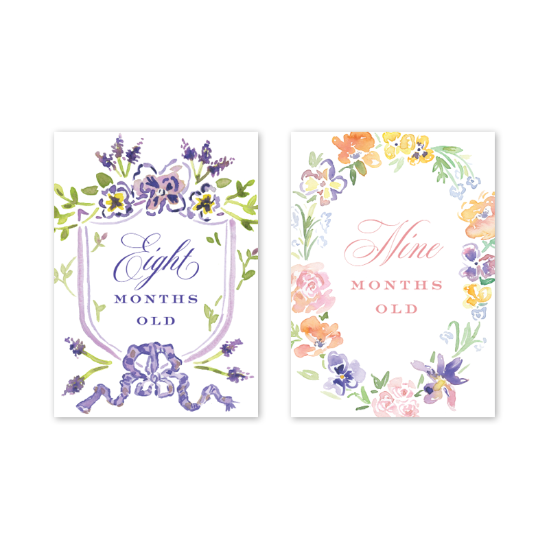 Floral Crest Milestone Cards - Set/15