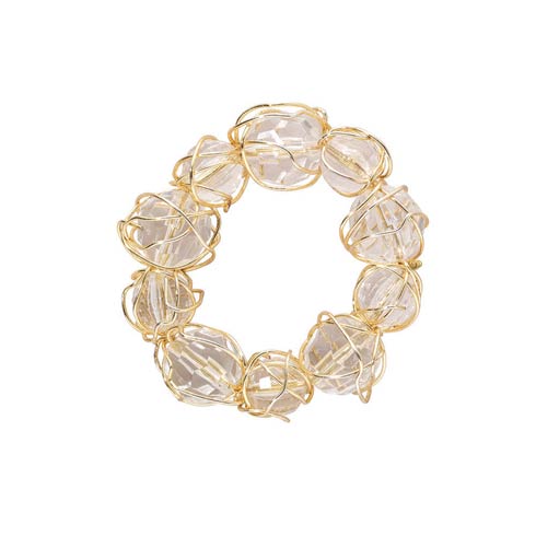 Crystal Bauble Gold Napkin Rings - Set/4