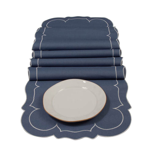 Linho Linen Runner - Blue/White