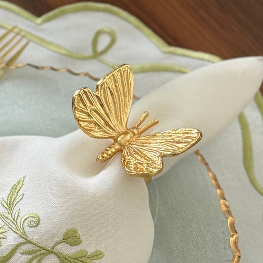 Butterfly Gold Napkin Ring Set/4