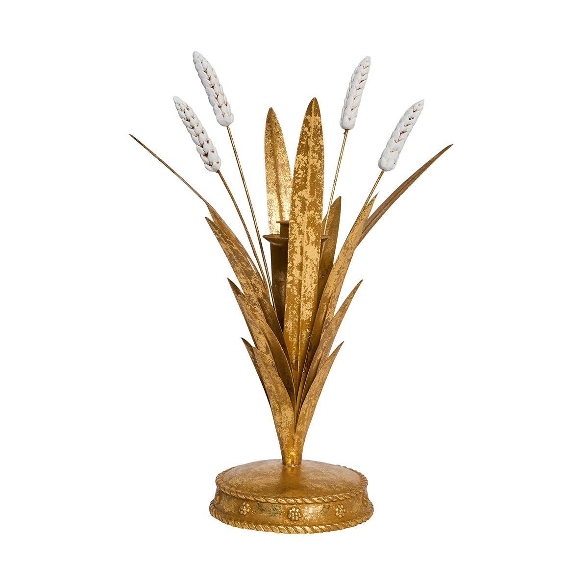 Forest Walk Wheat 13" Candlestick - Gold