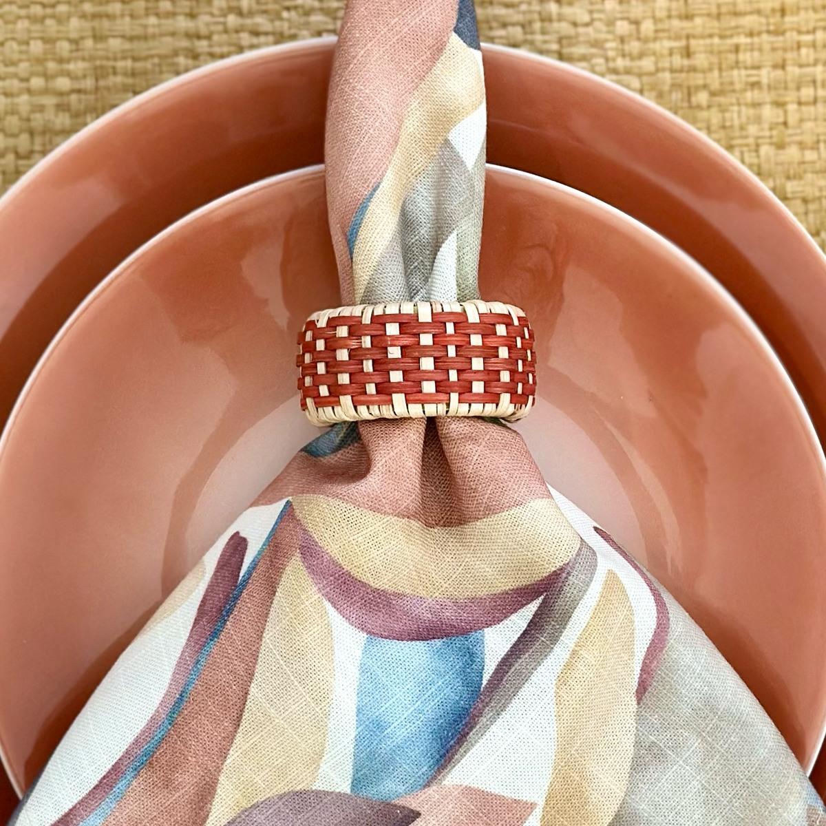 Cane Napkin Rings, Brown - Set/4