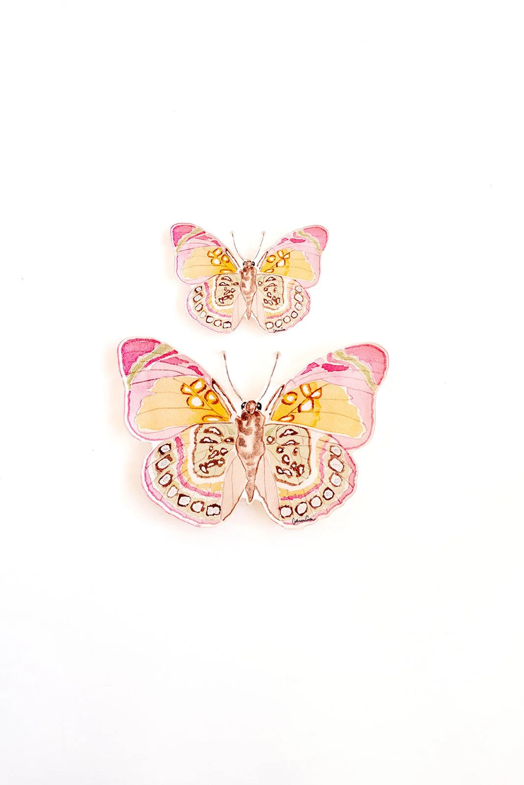 Pink & Green Butterfly Acrylic Art Block - Large
