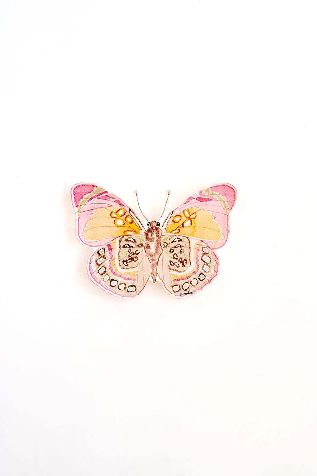 Pink & Green Butterfly Acrylic Art Block - Large