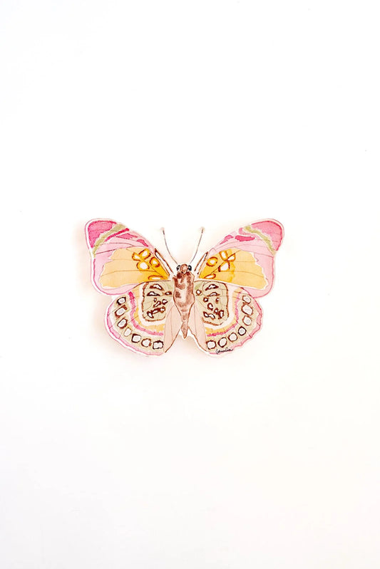 Pink & Green Butterfly Acrylic Art Block - Large
