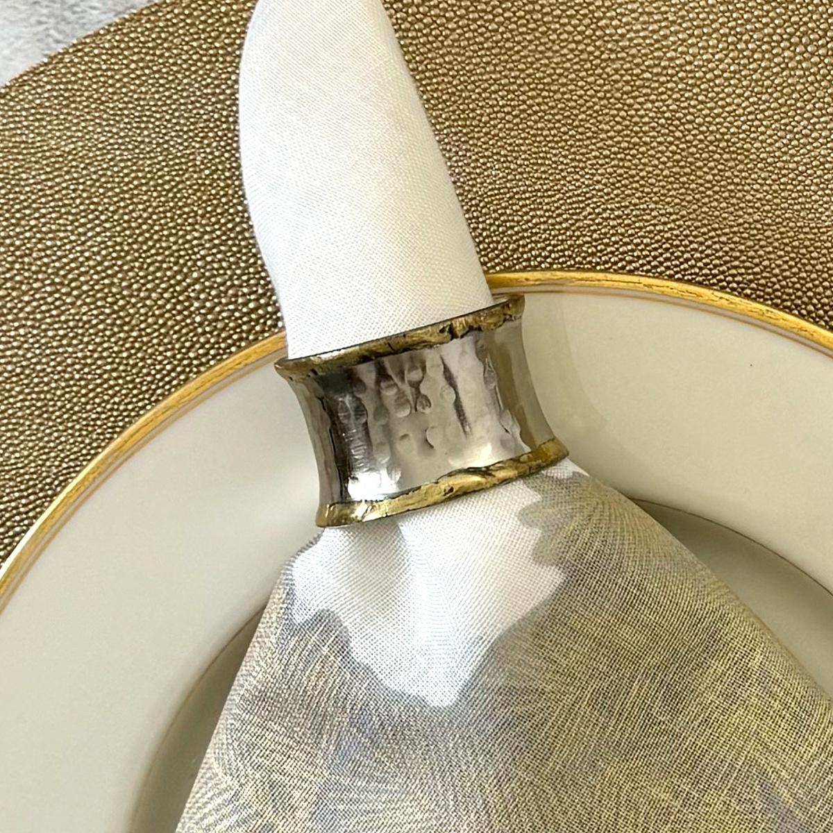 Concave Metallic Napkin Rings - Set/4