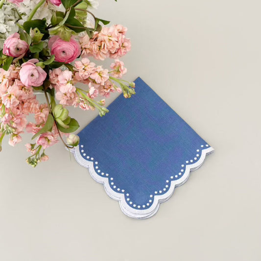 Wide Border Napkin - Blue Dot