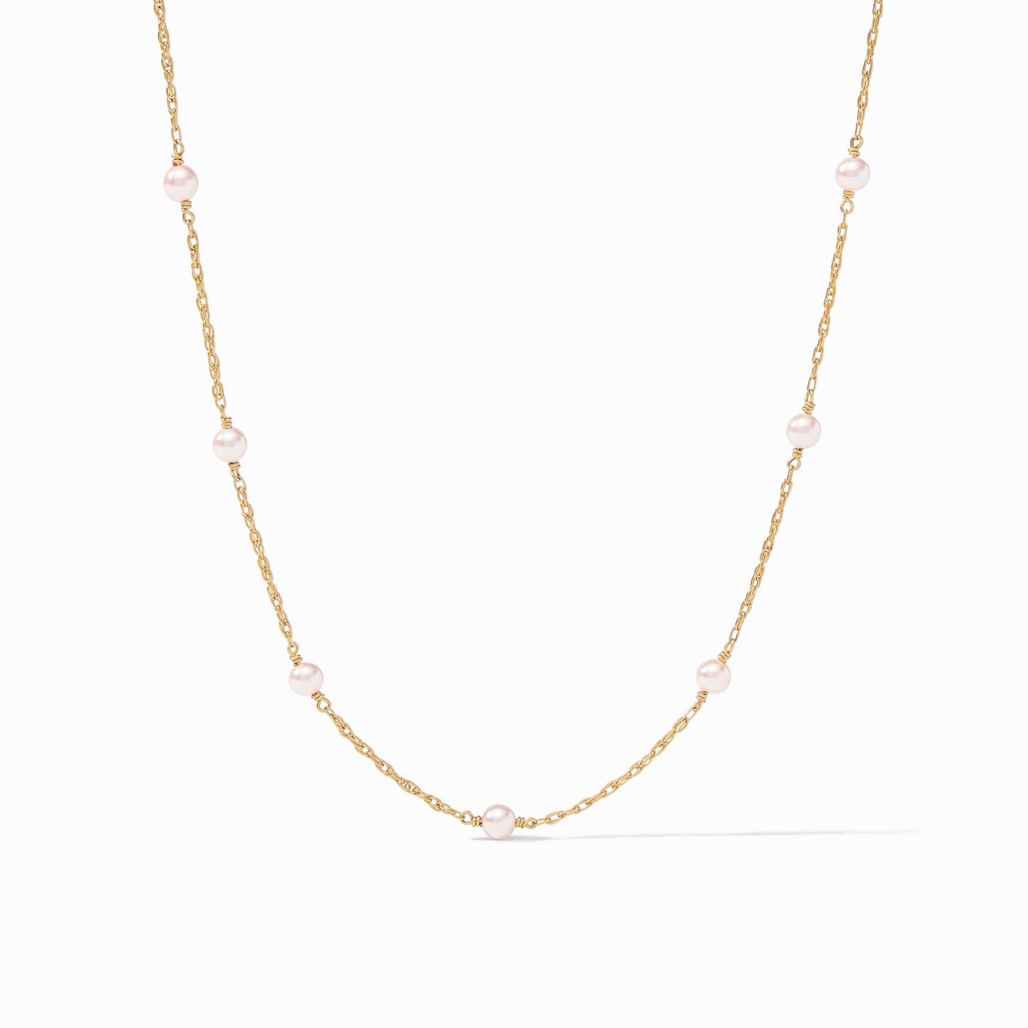 The Pink Delicate Station Necklace - Gold - Pink