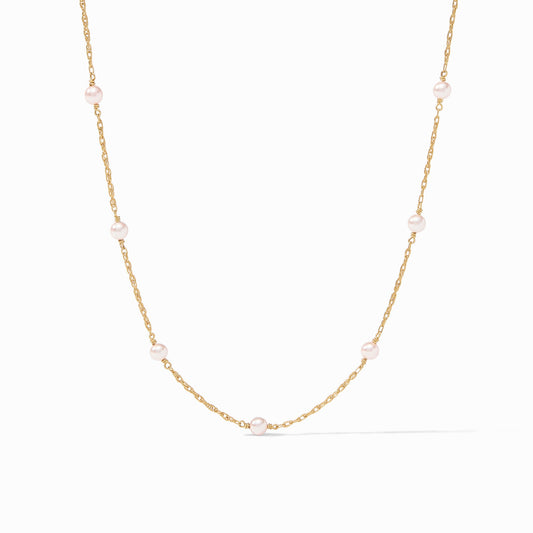 The Pink Delicate Station Necklace - Gold - Pink
