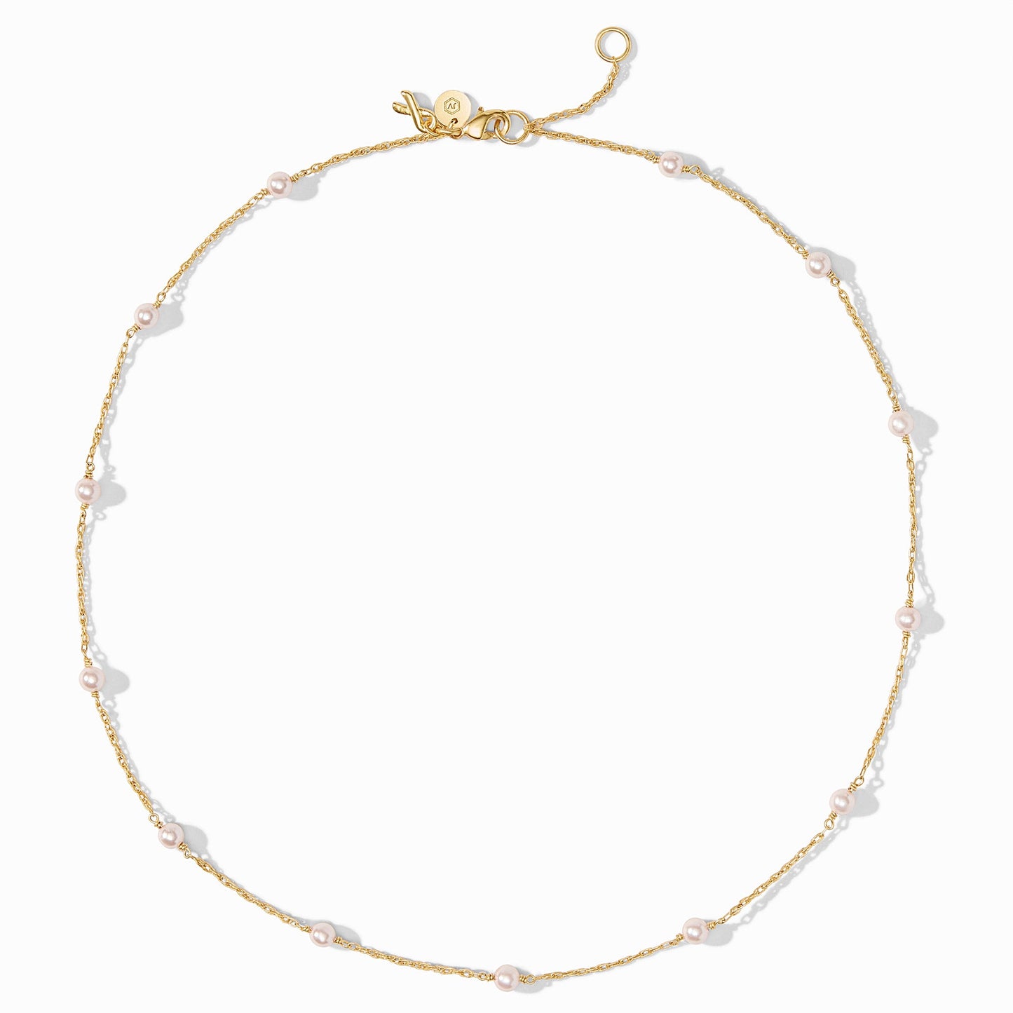 The Pink Delicate Station Necklace - Gold - Pink