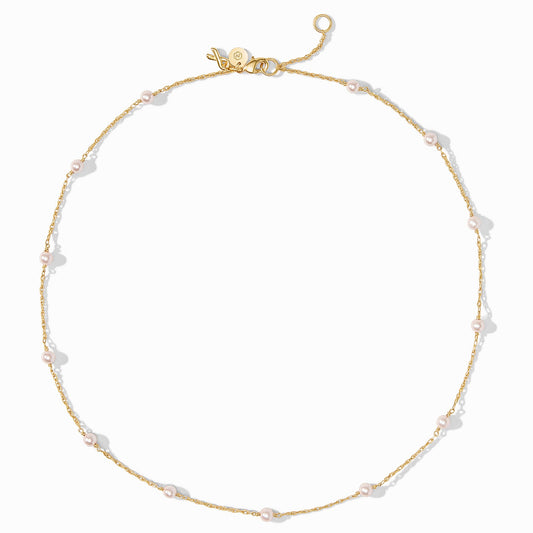The Pink Delicate Station Necklace - Gold - Pink