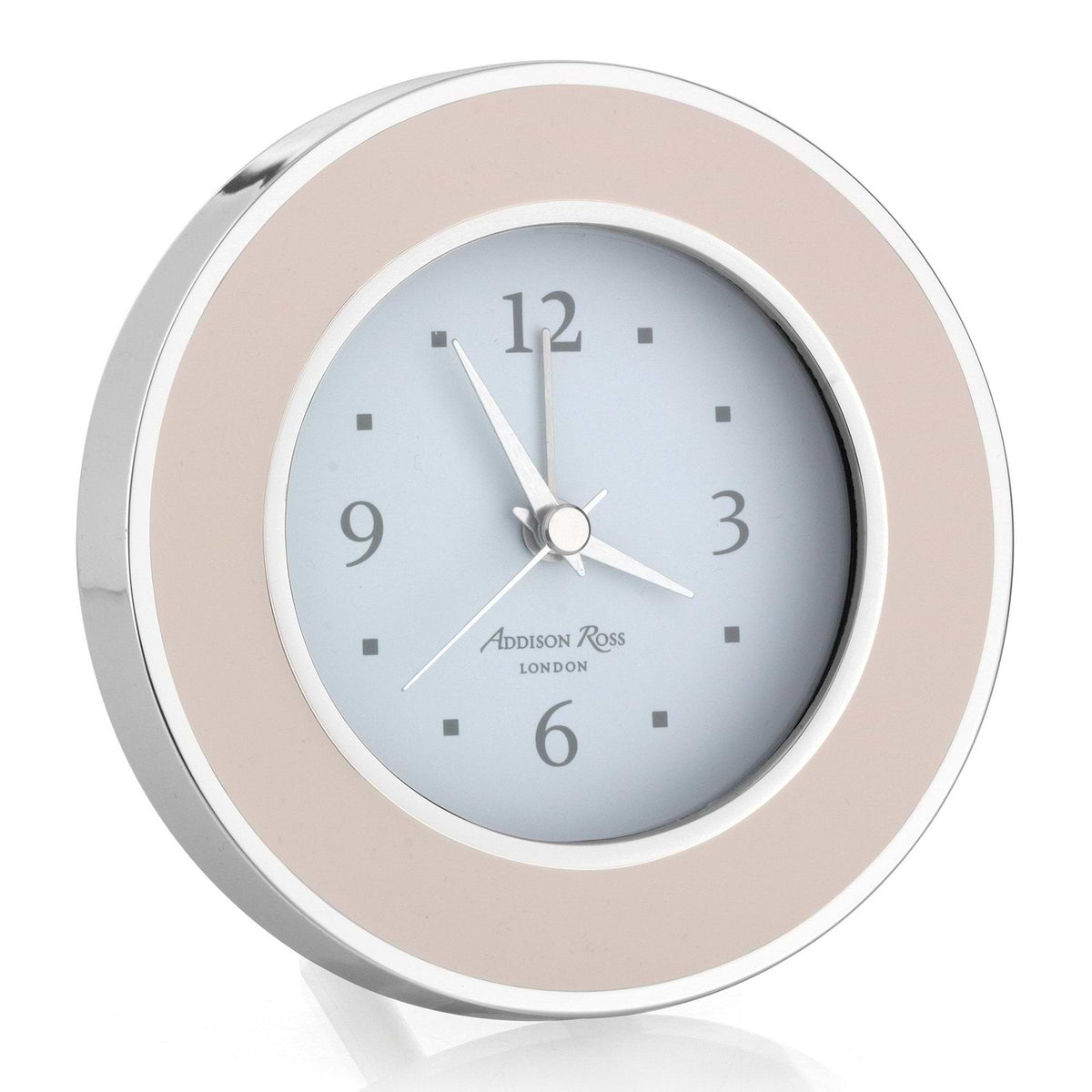 Round Alarm Clock - Light Pink & Silver