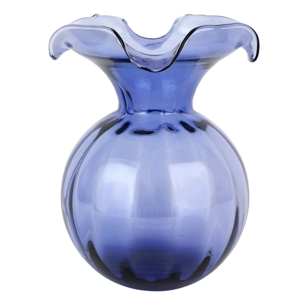 Hibiscus Glass Medium Fluted Vase - Indigo