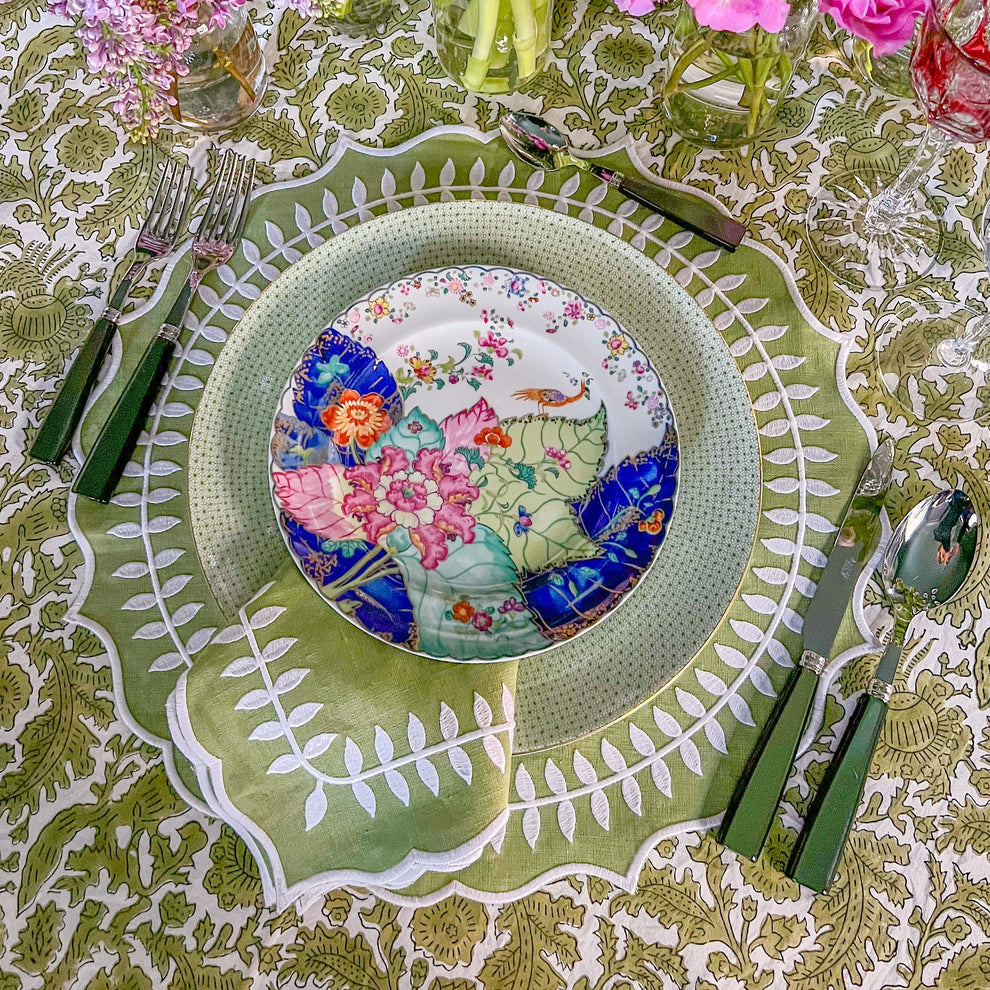 Dinner Napkin - Green Leaves