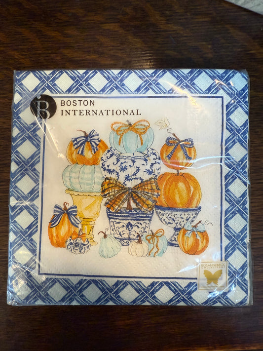 Chinoiserie Pumpkin Topiary Cocktail Napkin
