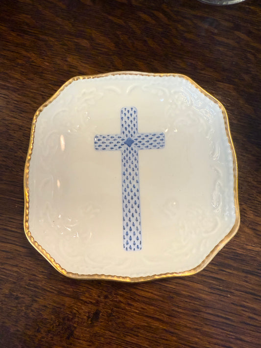 Blue Cross Ring Dish