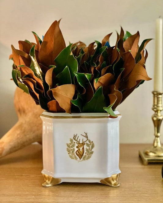 Signature Gold Giftware with Monogram - Square Cache Pot