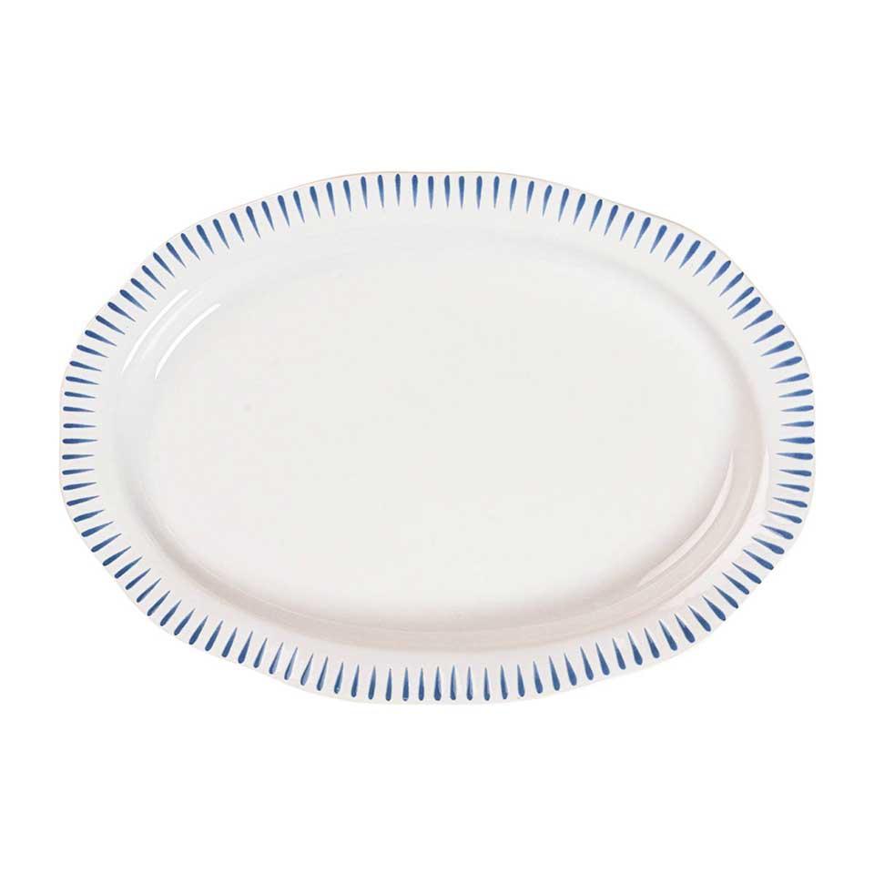 Sitio Stripe 17" Serving Platter - Delft Blue