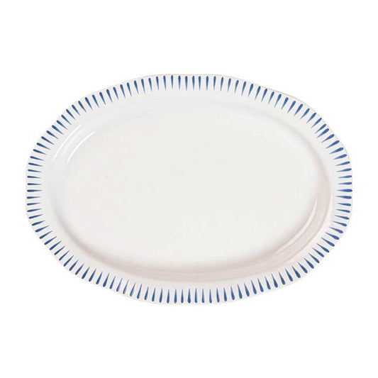 Sitio Stripe 17" Serving Platter - Delft Blue