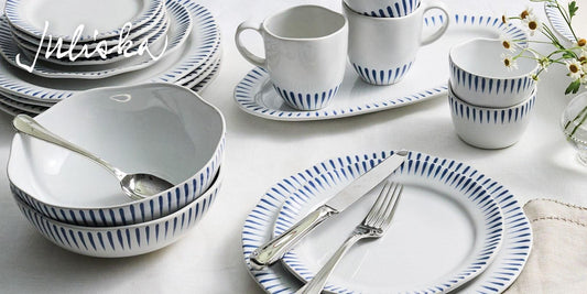 Sitio Stripe 17" Serving Platter - Delft Blue