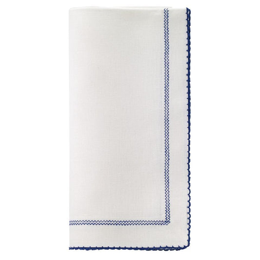 Picot Off-White/Navy 22" Napkin - Set/4