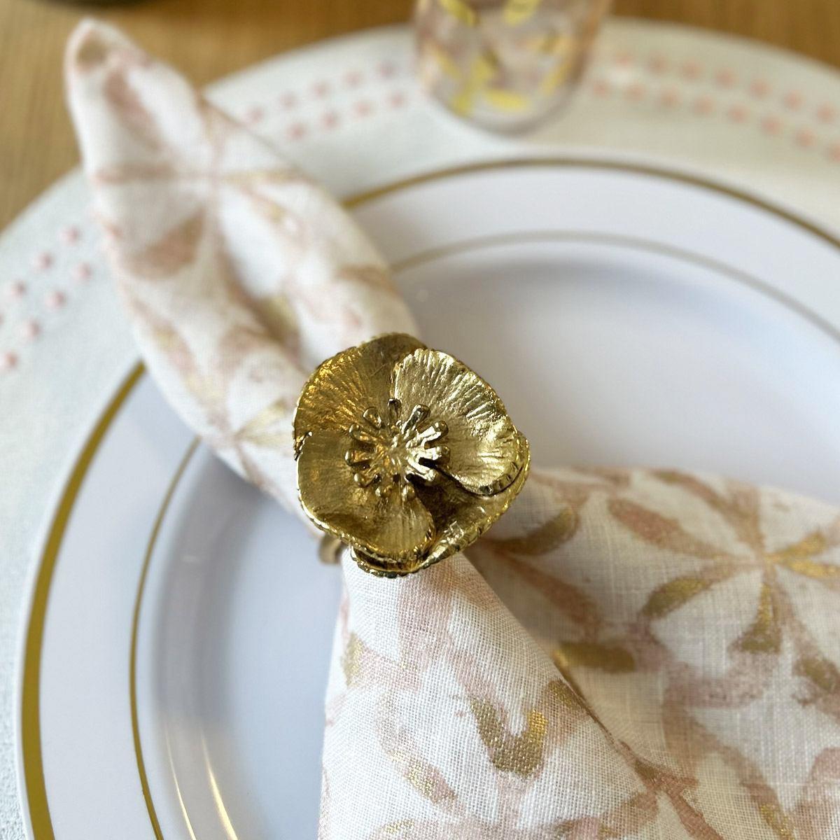 Poppy Flower Napkin Ring - Set/4