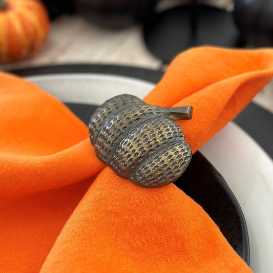 Pumpkin Napkin Ring, Bronze - Set/4