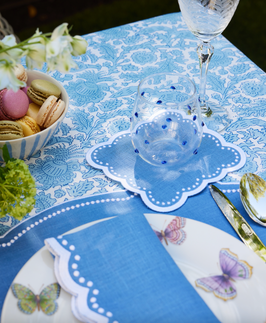 Scalloped Cocktail Napkin Set/4 - Blue Dots