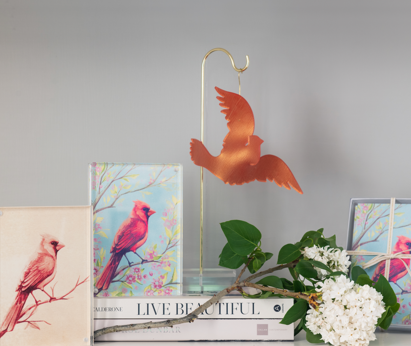 Acrylic Ornament Stand - Brass
