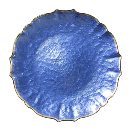 Baroque Glass Charger - Cobalt