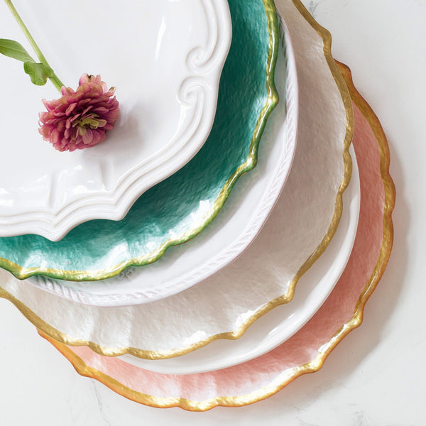 Baroque Glass Charger - Pink