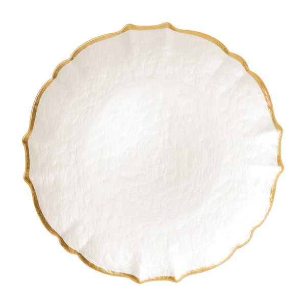 Baroque Glass Charger - White