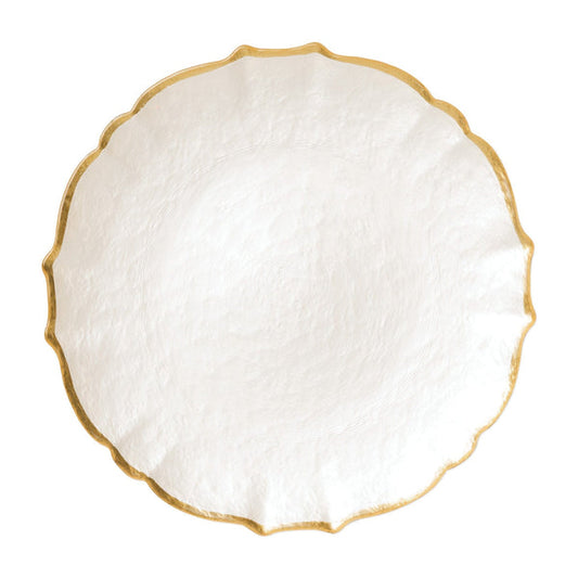 Baroque Glass Charger - White