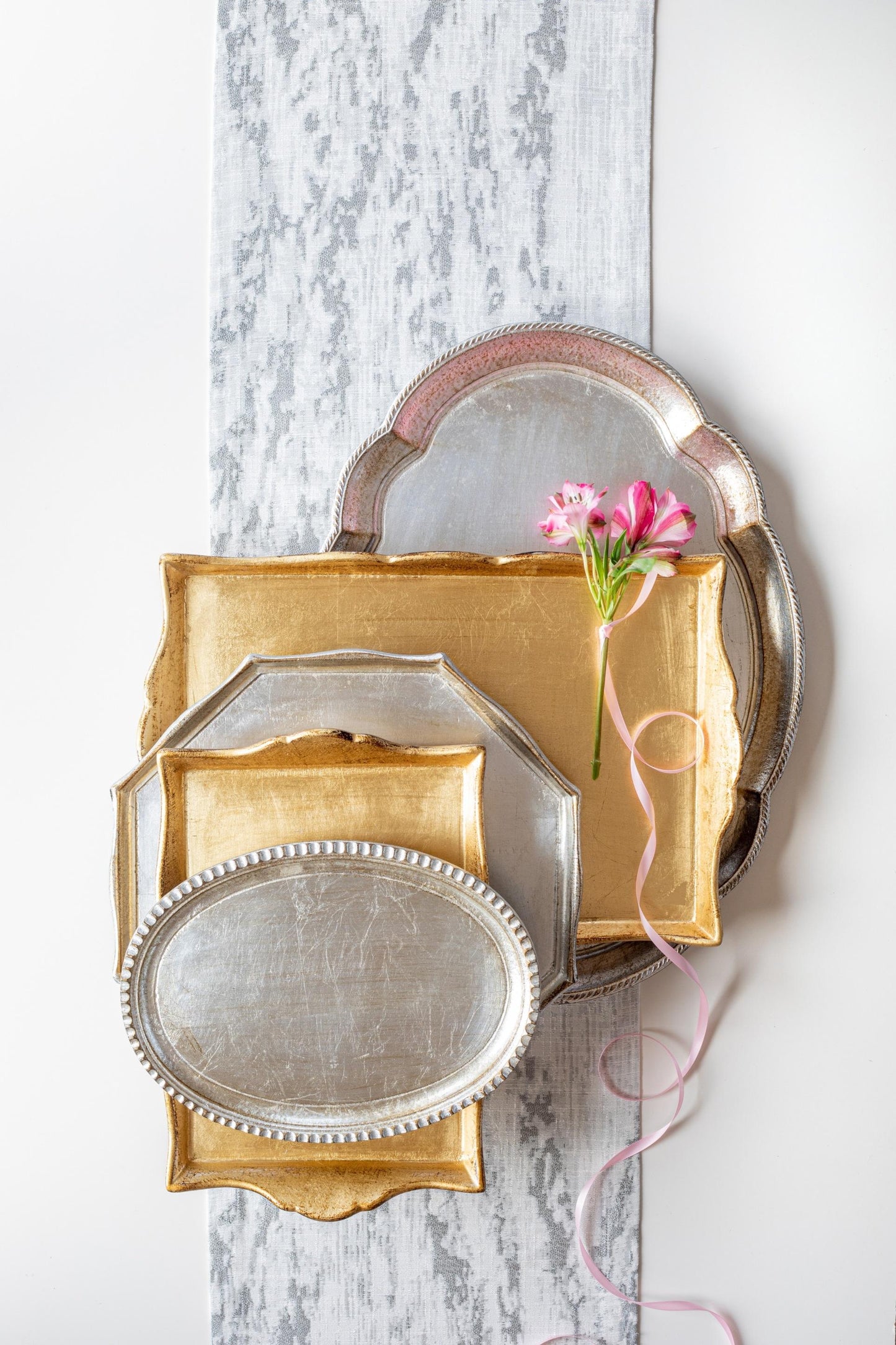 Florentine Wooden Accessories Gold Octagonal Tray