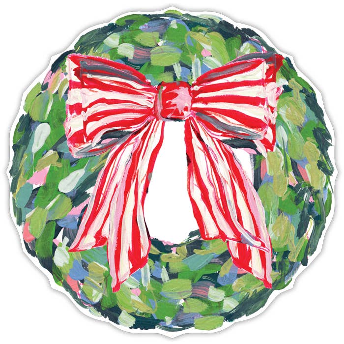 Wreath with Red/White Striped Bow Posh Die-Cut Placemats