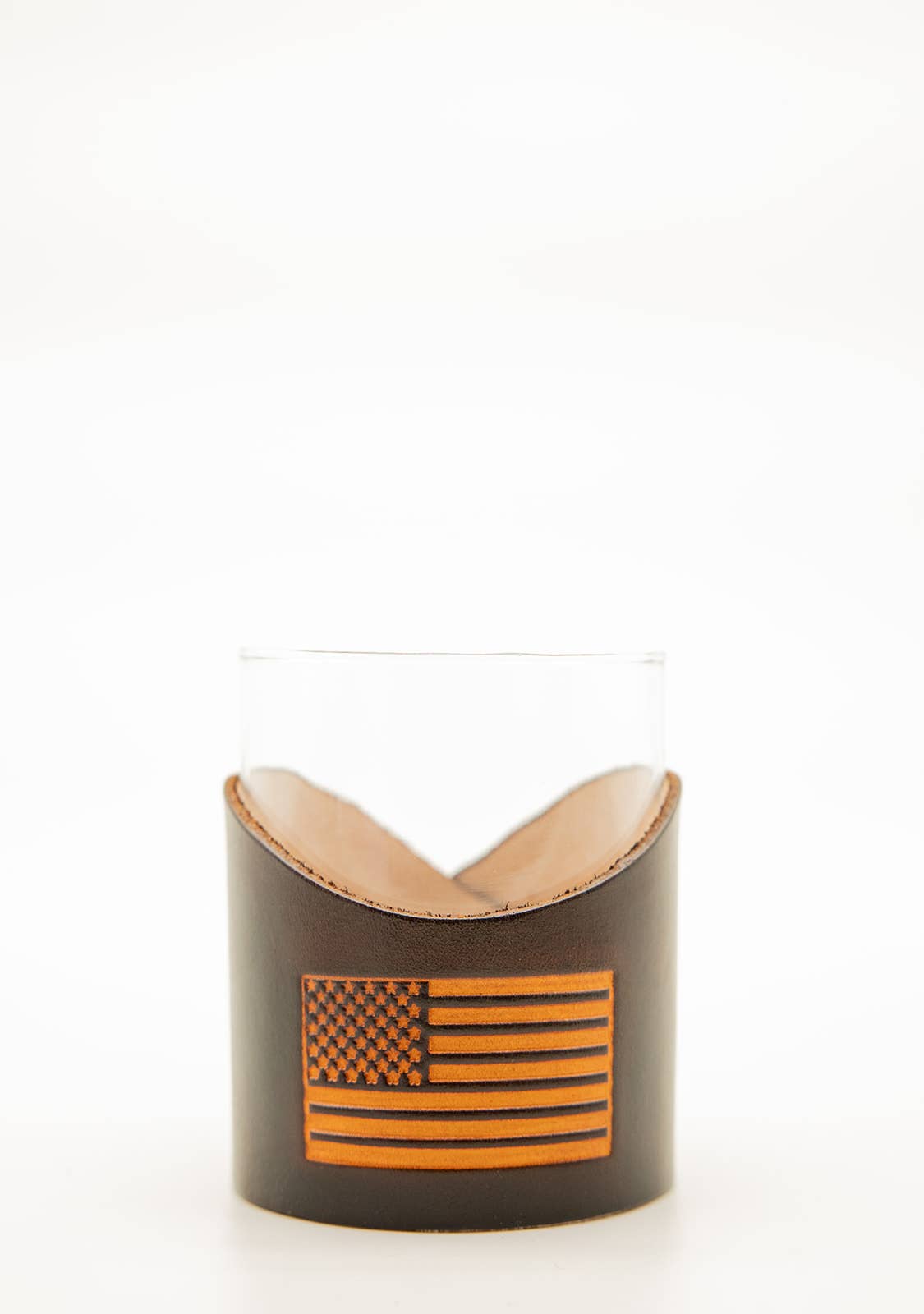 Leather Rocks Glass - American Flag