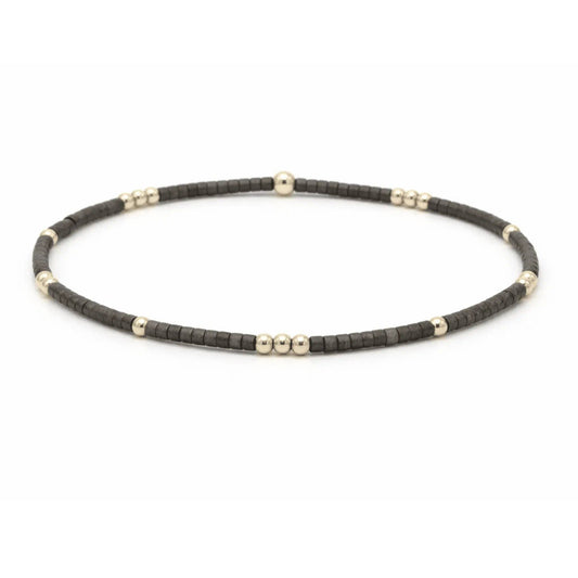 2mm Newport Graphite + Gold Filled Waterproof Bracelet - 6.5"