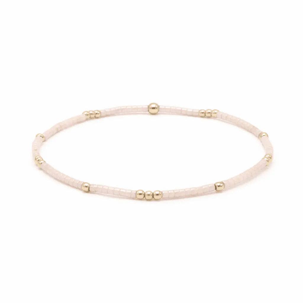 2mm Newport Palest Pink + Gold Filled Waterproof Bracelet - 7"