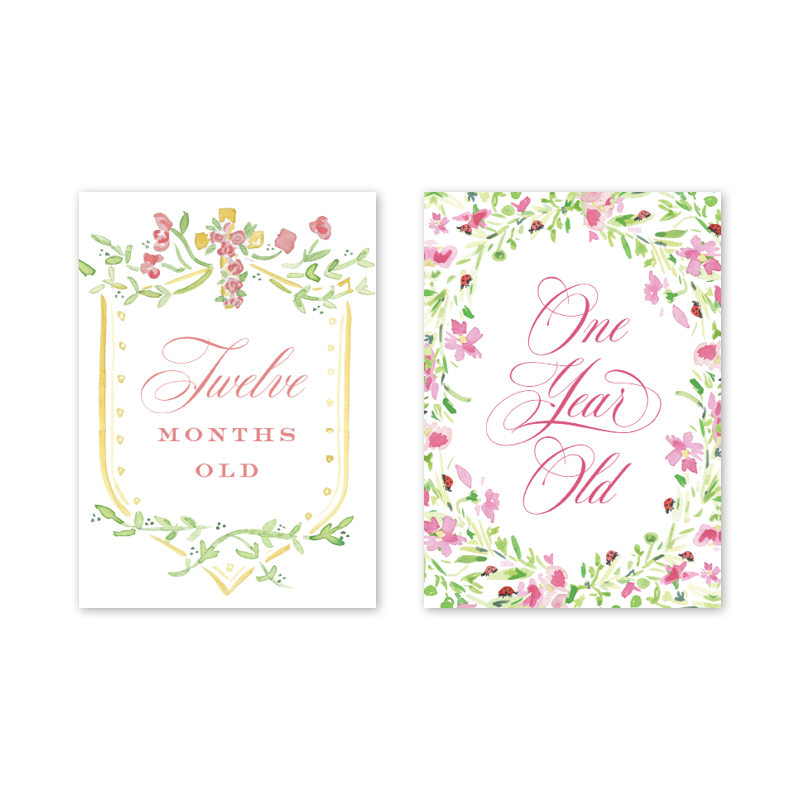 Floral Crest Milestone Cards - Set/15