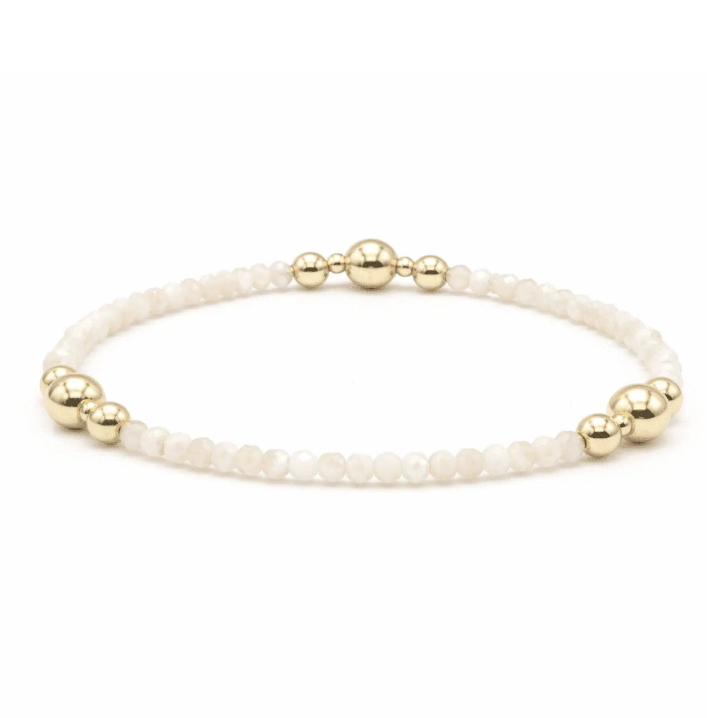 The Nantucket Shimmer Winter White & 14k Gold- Filled Beaded Bracelet: 6.5"