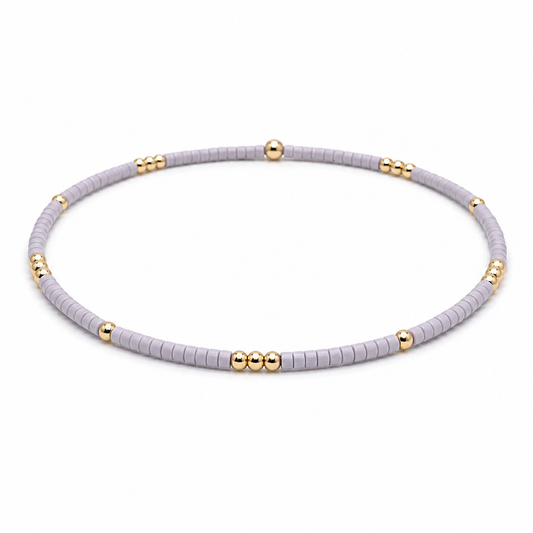 2mm Newport LAVENDER + Gold Filled Waterproof Bracelet: 6.5"